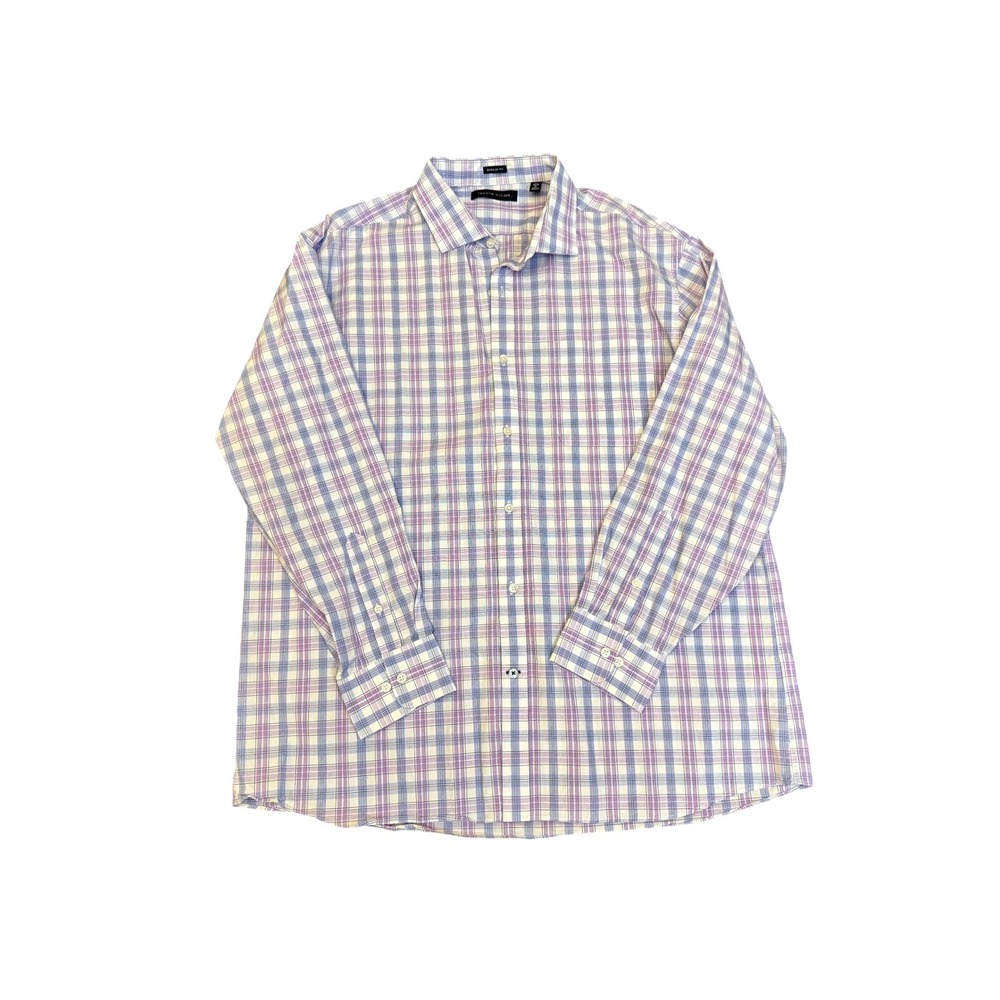 Tommy Hilfiger Mens Purple Blue Plaid Long Sleeve Button Down Shirt Size XL